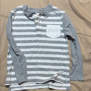 Gray Striped Kids Henley Shirt